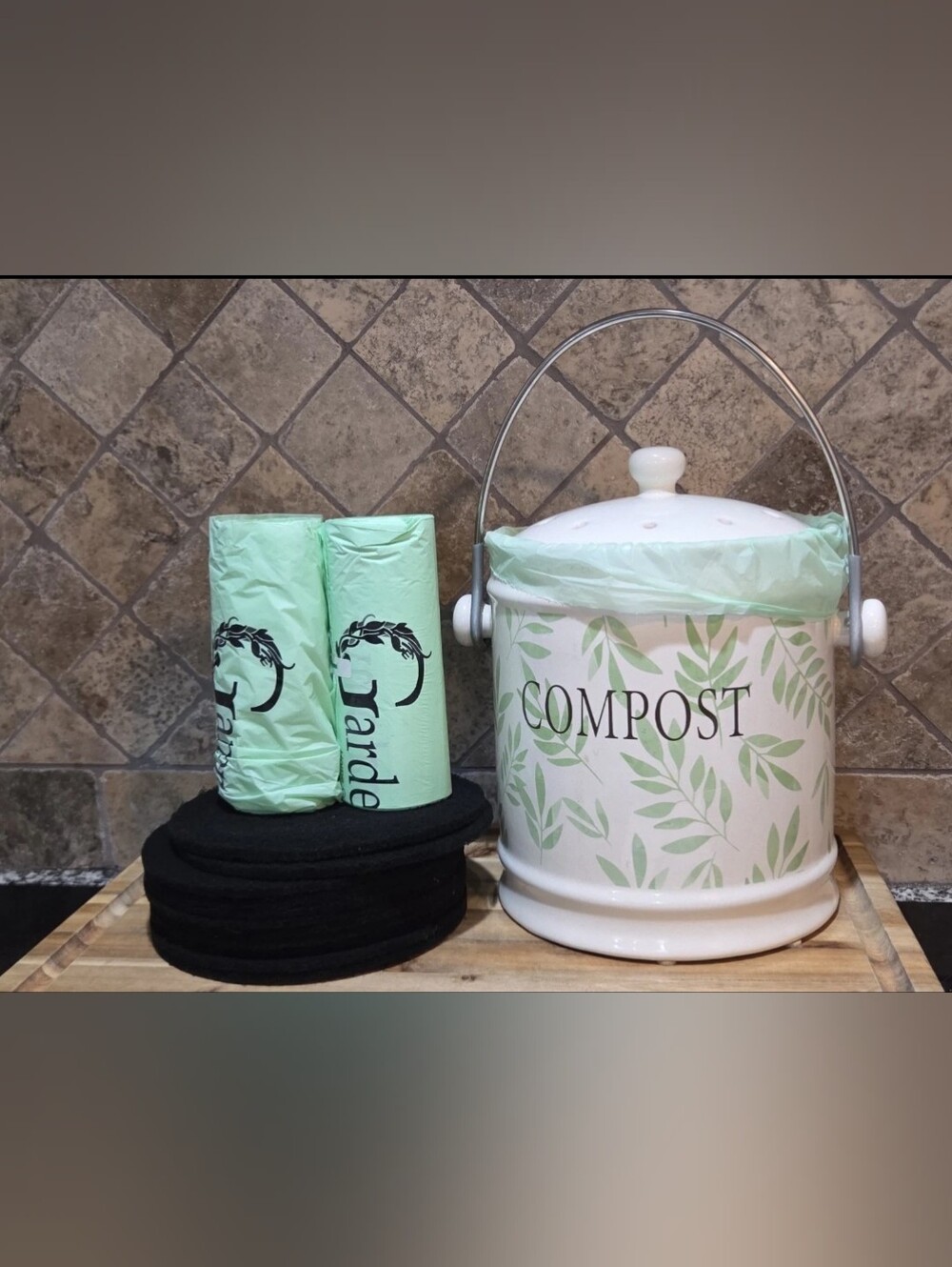 Crofton Ceramic Compost Bin - 1 Gallon Countertop Food Scrap Container
